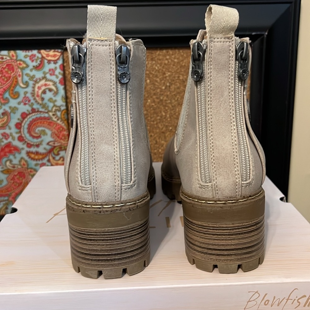 Blowfish Taupe Ankle Booties with Metallic Elastic Panels - Picture 3 of 5